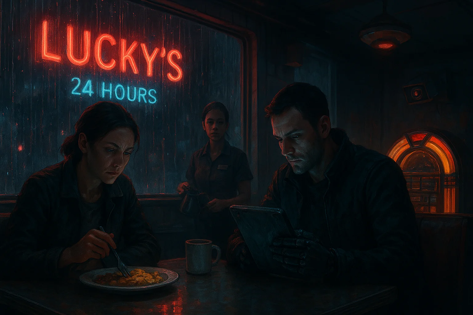 Community-AI art: Ghost in the Diner: text-based collective story-shaping for and by the digital commons, participation encouraged💡🚧⚡️🌐 picture 1 of 1
