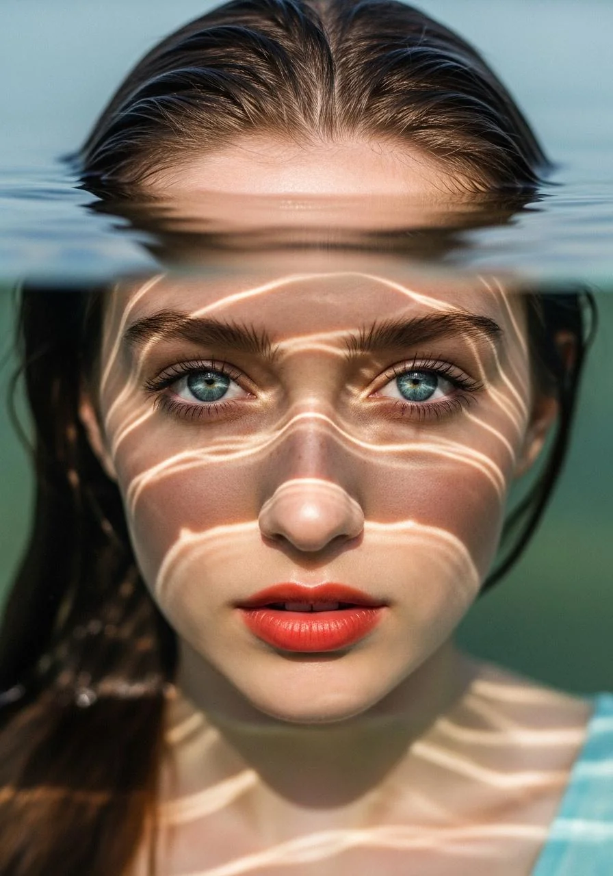 Rosie, model, in water effect photo-style art picture 1 of 1