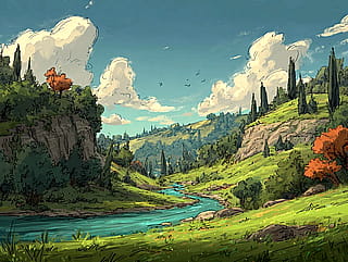 A serene landscape.'