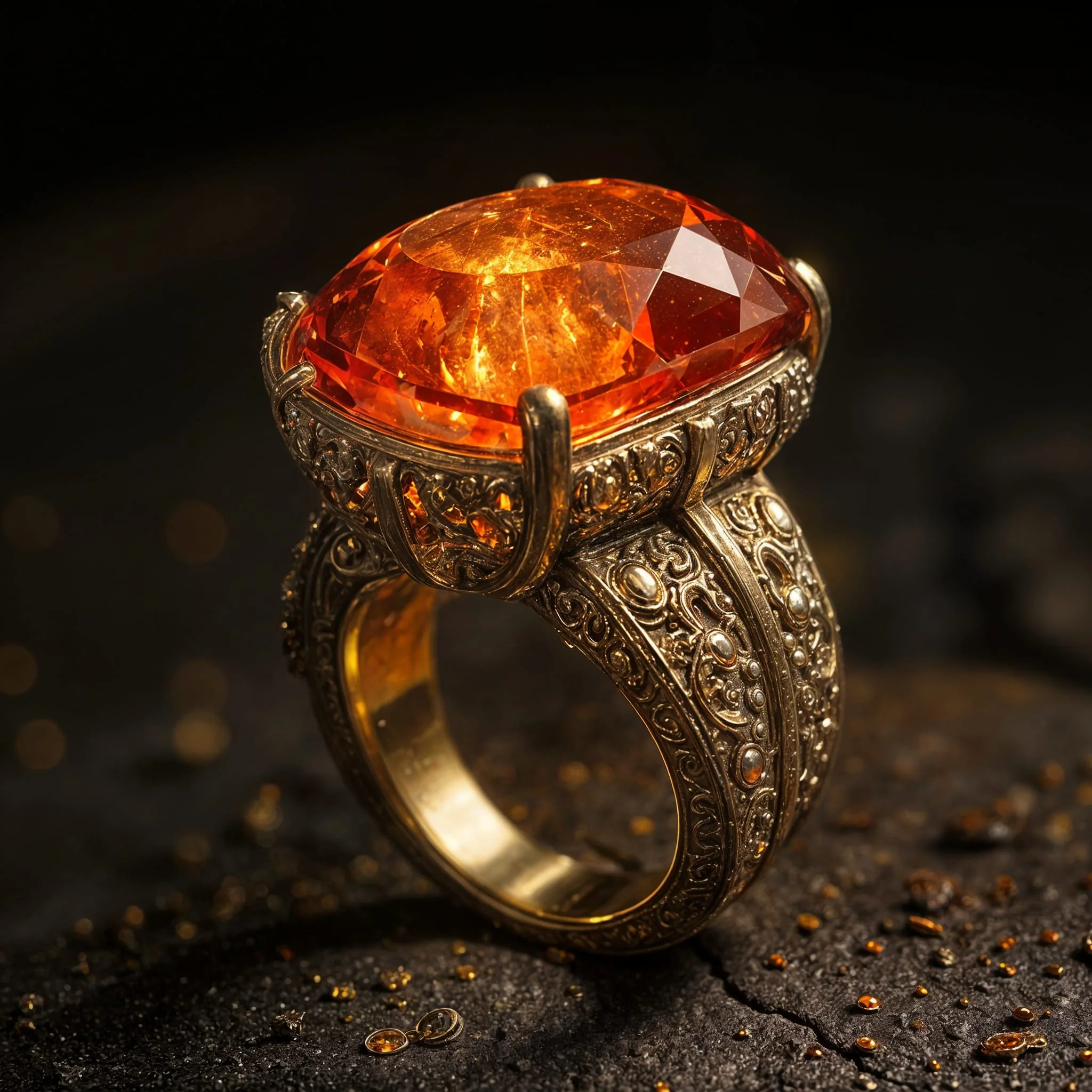 The Mage-Rings, imbued with the power of the seven elements (light, earth, fire, water, storm, frost, and shadow) [All made with Juggernaut Flux Pro on NightCafe] picture 5 of 7