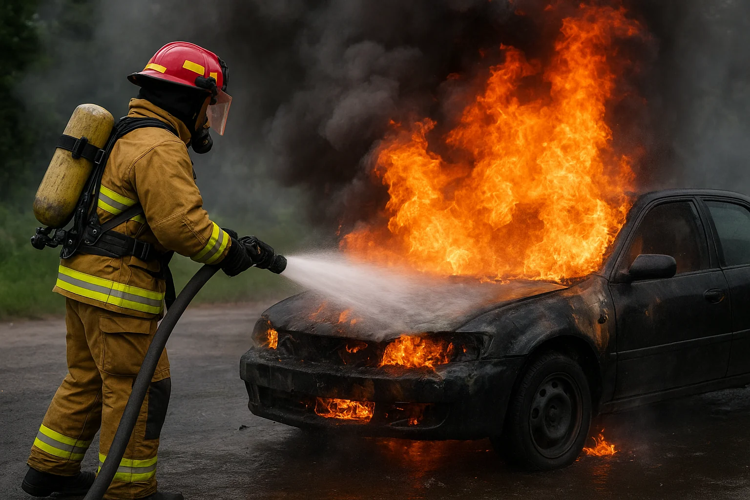 Putting out car on fire picture 3 of 3
