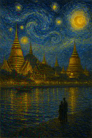 Starry Night Over Siam: Old Bangkok Reimagined in Van Gogh’s Eyes'