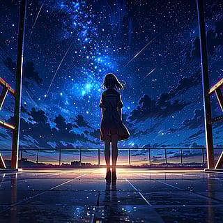 Girl under Evening sky'