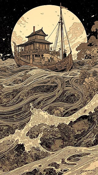 Voyage Under the Full Moon / Phone Wallpaper Archives'