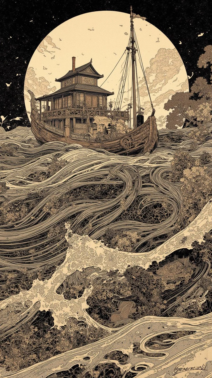 Voyage Under the Full Moon / Phone Wallpaper Archives picture 1 of 1