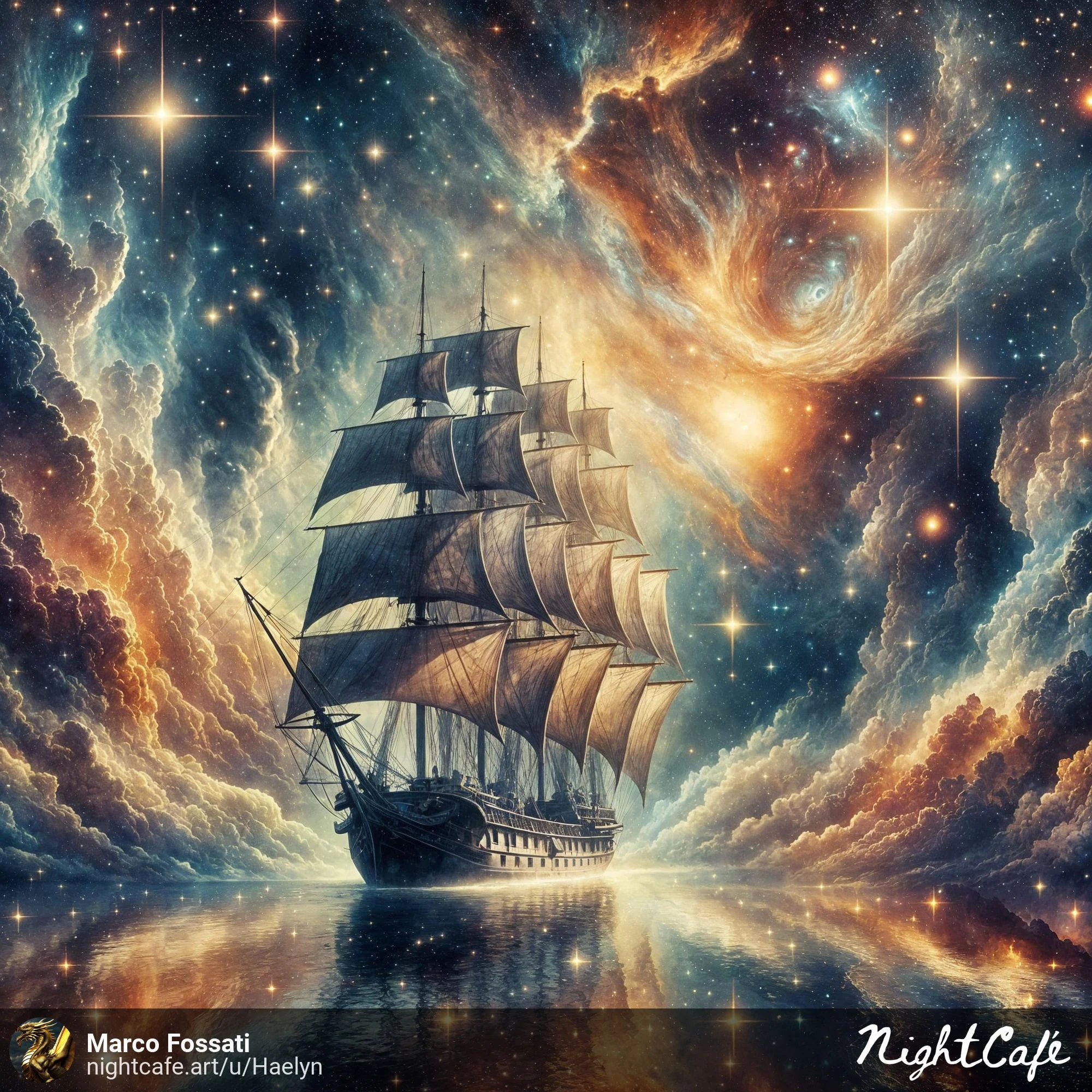 Fantasy Starship or Fantasy Ship in a sea of stars? picture 1 of 1
