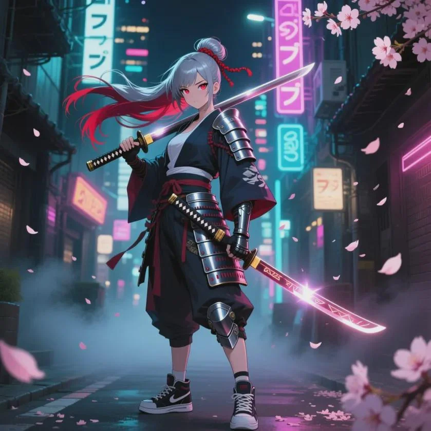 Cyperpunk Samurai in Neon-lit Tokyo picture 1 of 1
