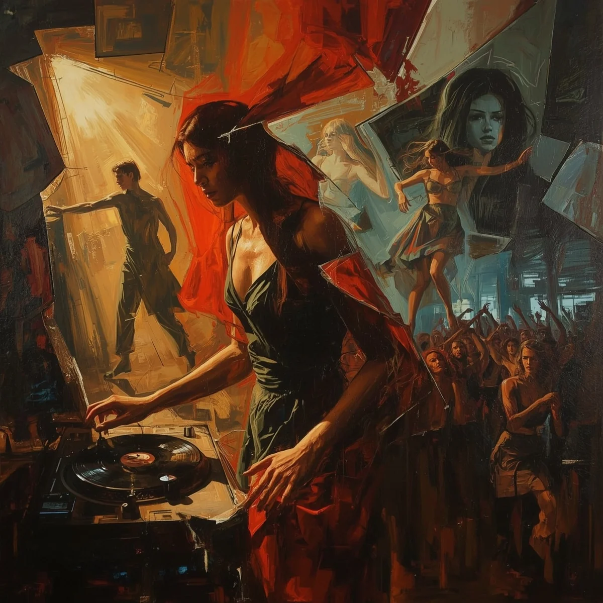 Club culture as expressionist oil on canvas picture 1 of 15