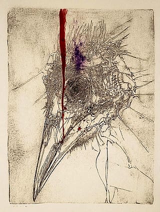 An abstract etching with light color staining'