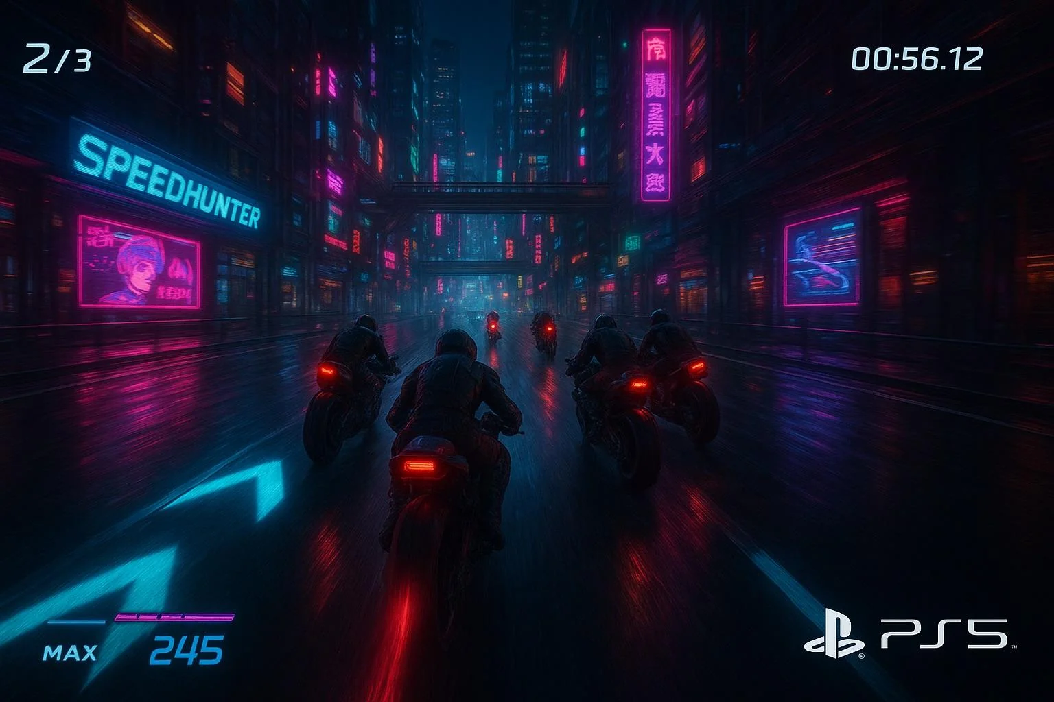 Cyberpunk motorcycle racing game picture 1 of 2