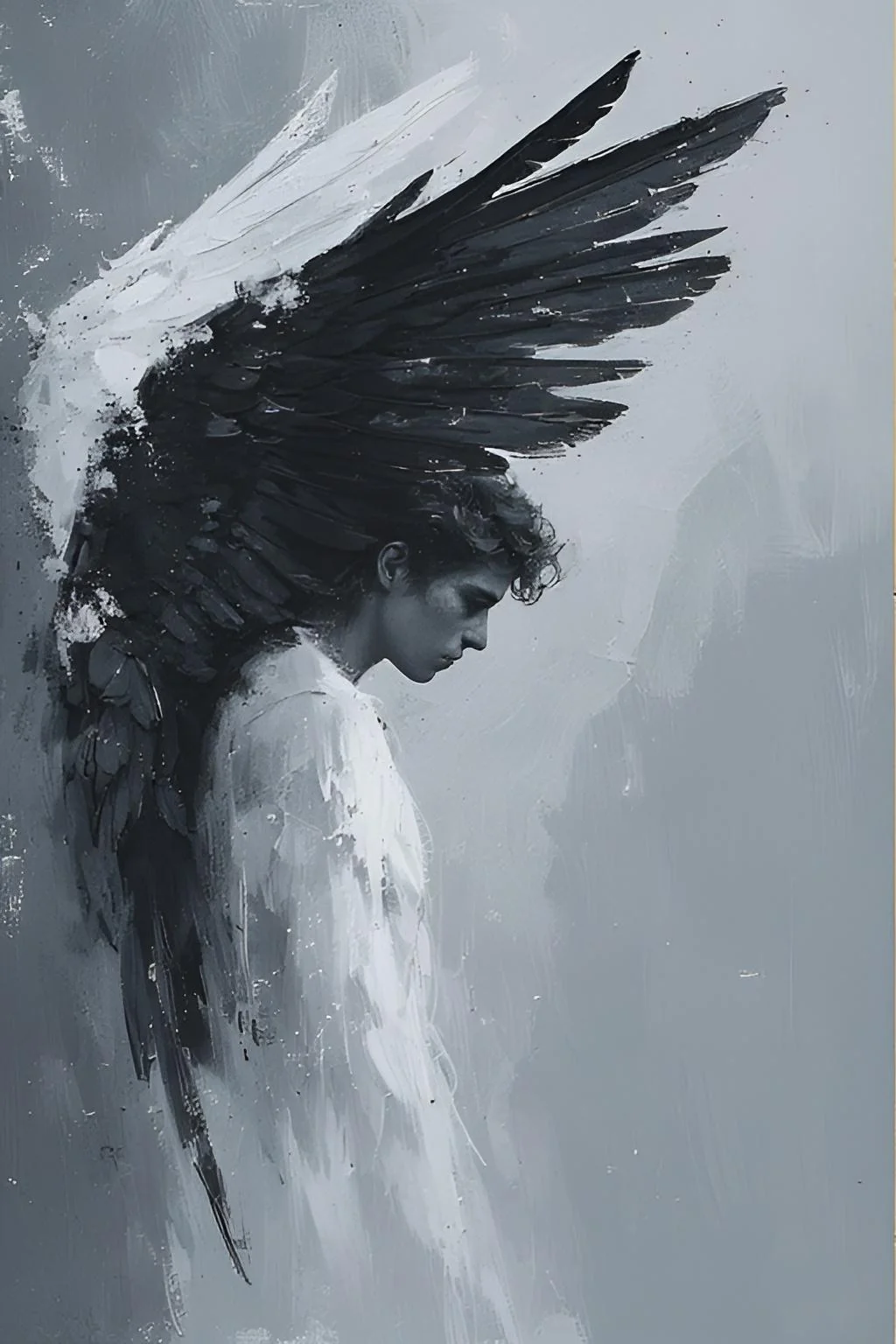 Angel B&W painting picture 1 of 1