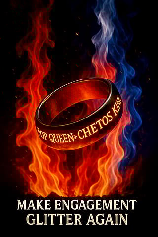 The engagement Ring of Power ( Pop Queen + Cheetos King edition ) Make engagement Glitter Again'