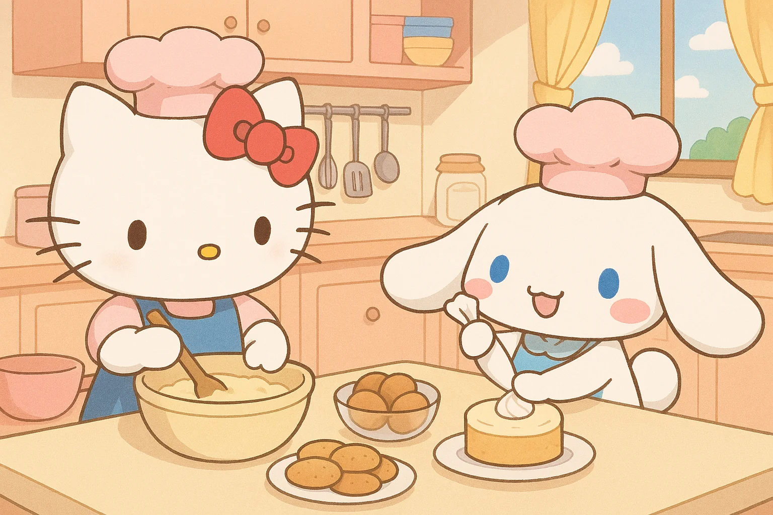 Hello Kitty and Cinnamoroll making Dessert picture 1 of 1