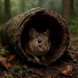 Just some mice taking shelter in the rain'