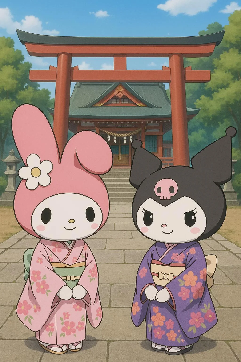 My Melody and Kuromi at a Shrine picture 1 of 1
