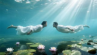under and above water all at once'