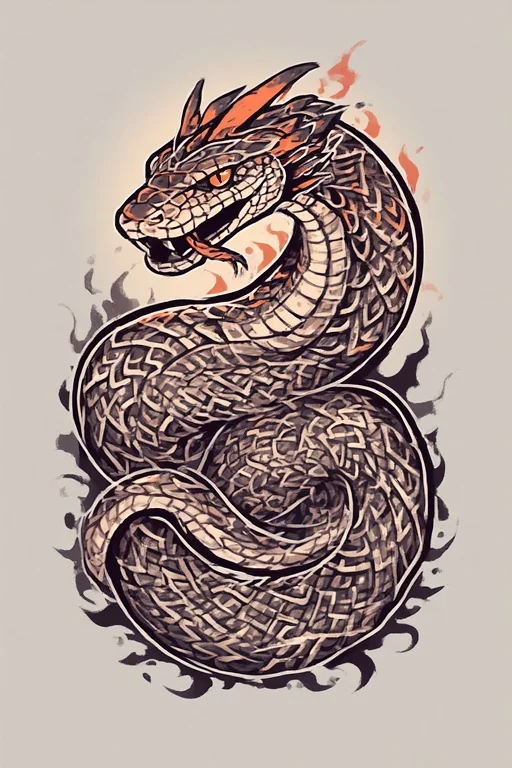 Nordic tribal tattoo ideas of Yormungaddr (the world snake). picture 2 of 8