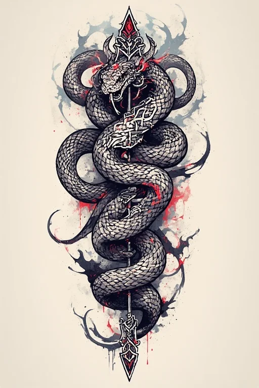 Nordic tribal tattoo ideas of Yormungaddr (the world snake). picture 3 of 8