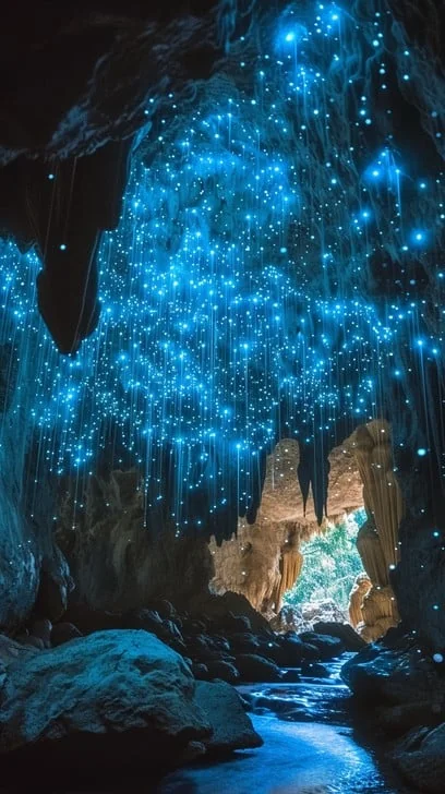 Started making a series of bioluminescent caves, ended up here. Keep swiping for caves. picture 1 of 6